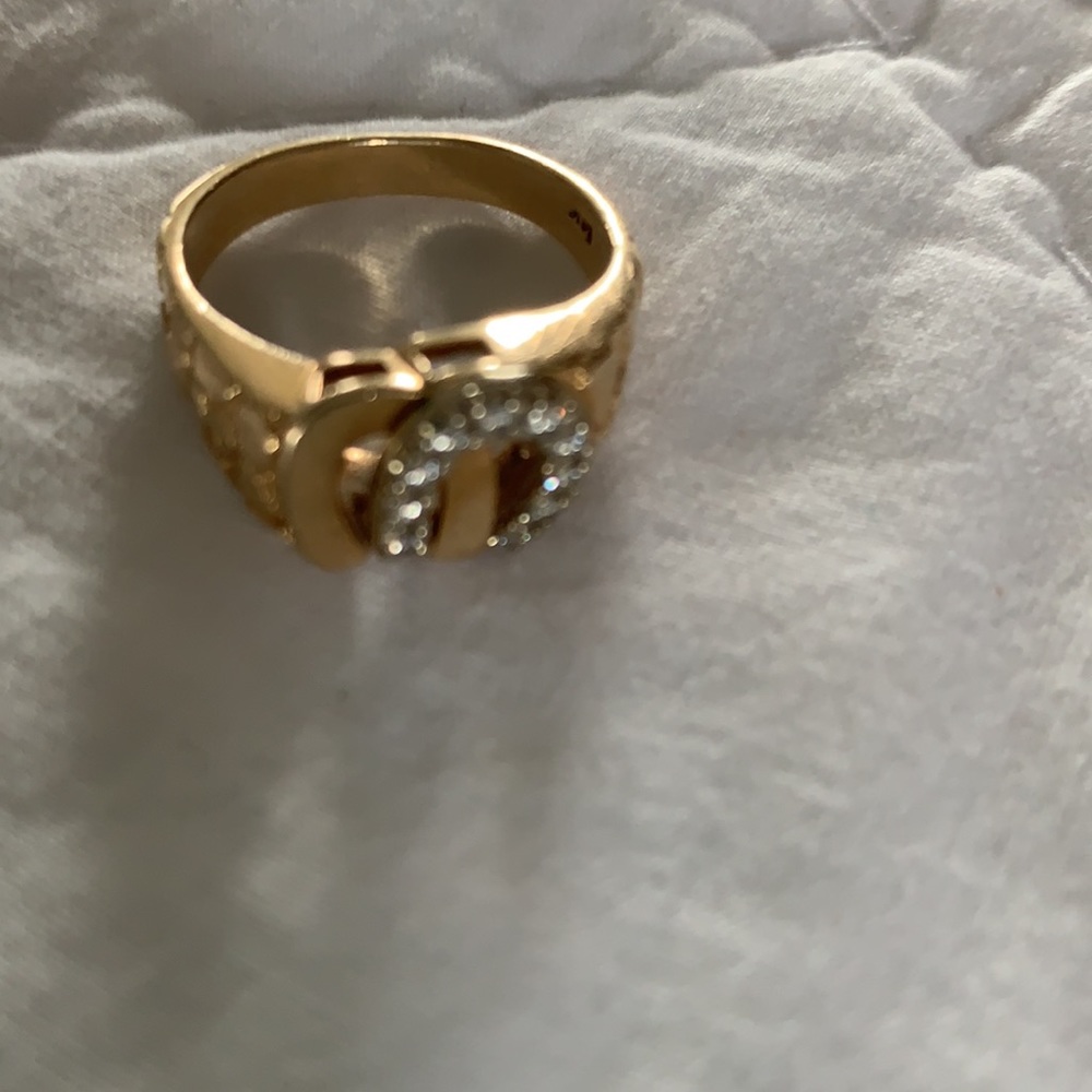 14 K GOLD  DOUBLE HORSESHOE RING - Picture 11 of 17